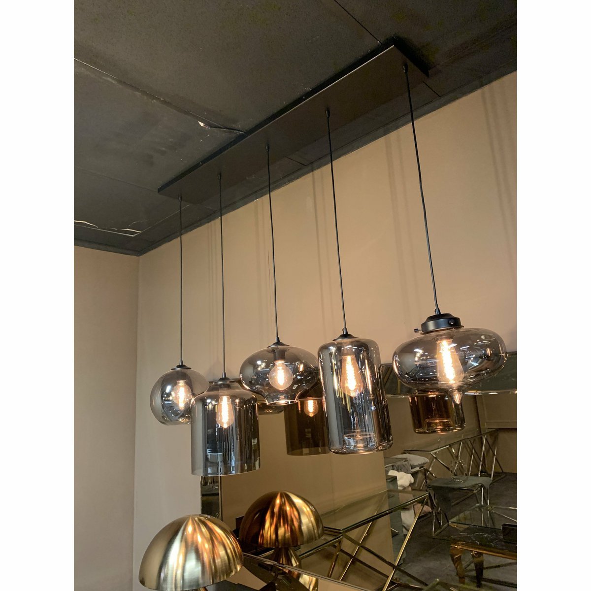 Ava Hanglamp Smoke Glas 5-Licht Mix - Afbeelding 3