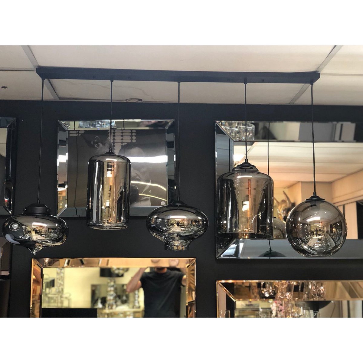 Ava Hanglamp Smoke Glas 5-Licht Mix - Afbeelding 5