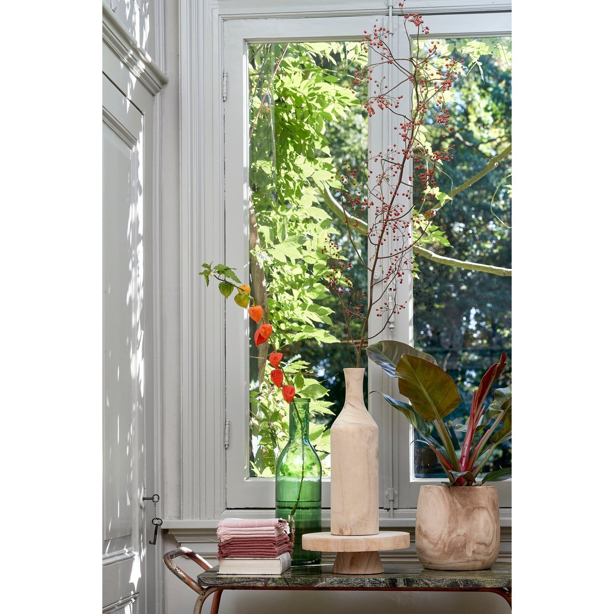 Rioja Fles Vaas - H50 x Ø15 cm - Gerecycled Glas - Groen - Afbeelding 7