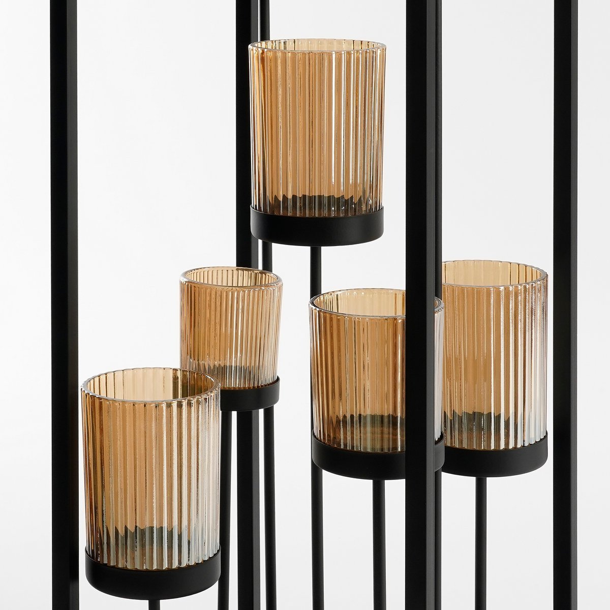 Lomond Kaarsenhouder - L21 x B21 x H61 cm - Metaal - Zwart, Goud - Afbeelding 3