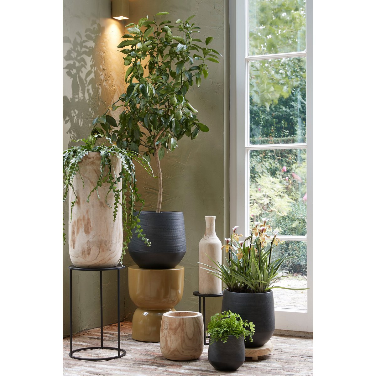 Quinty Bijzettafel - Set van 3 - H50 x Ø32 cm - Metaal - Zwart - Afbeelding 7