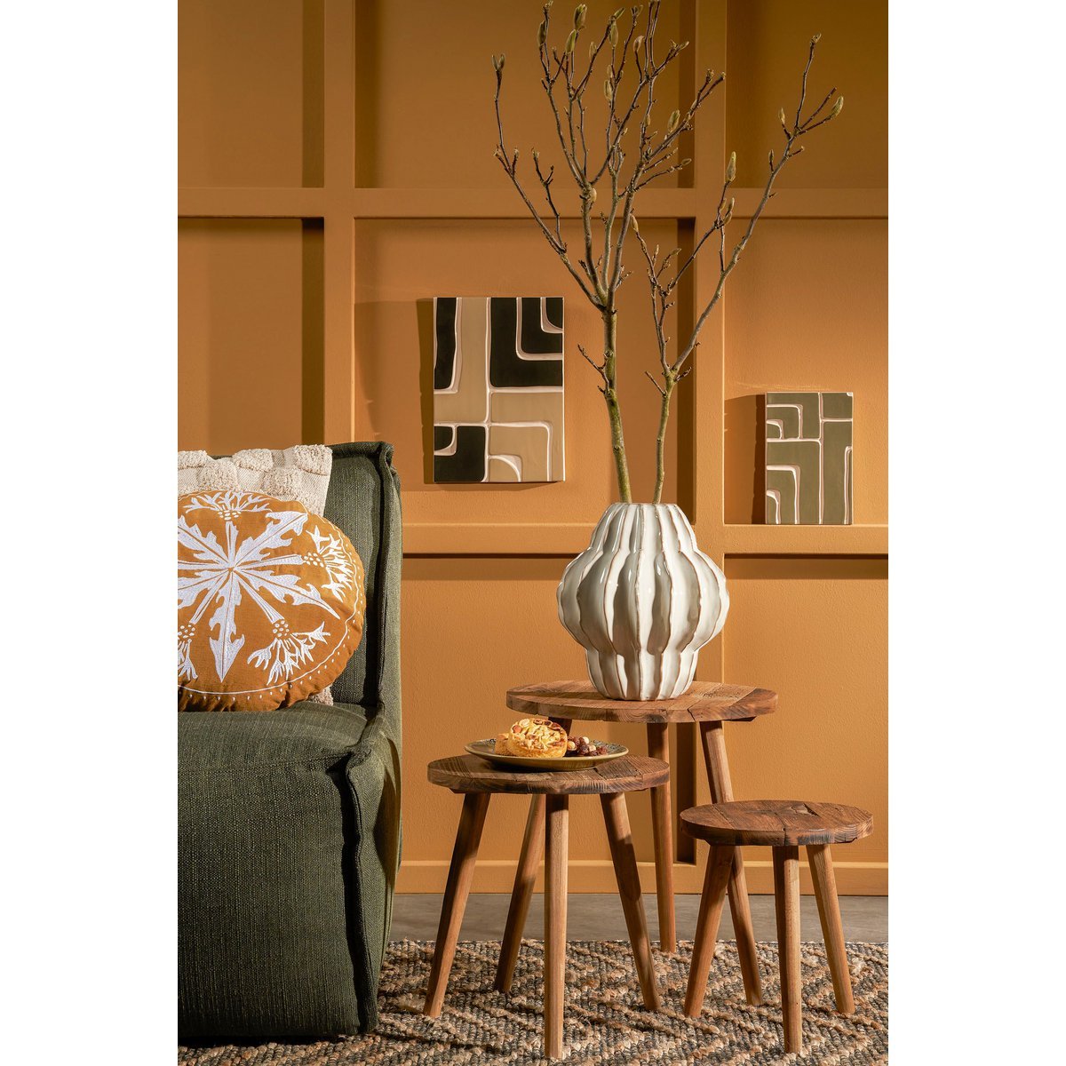 Bold Bijzettafel - H36 x Ø33 cm - Gerecycled Hout - Bruin - Afbeelding 4