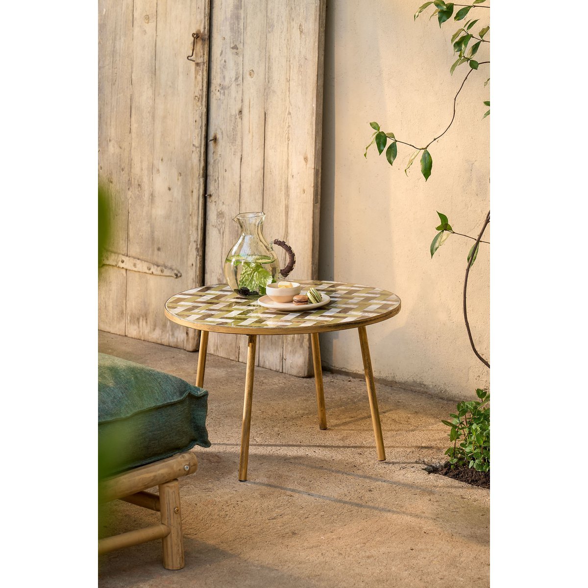 Alanza Bijzettafel Buiten - H38 x Ø58 cm - Metaal - Groen - Afbeelding 5