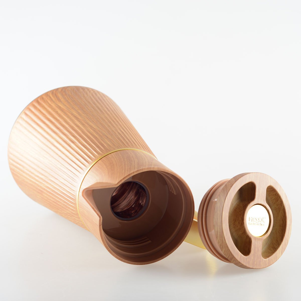 Houten thermoskan met gouden handvat 1L - Afbeelding 4