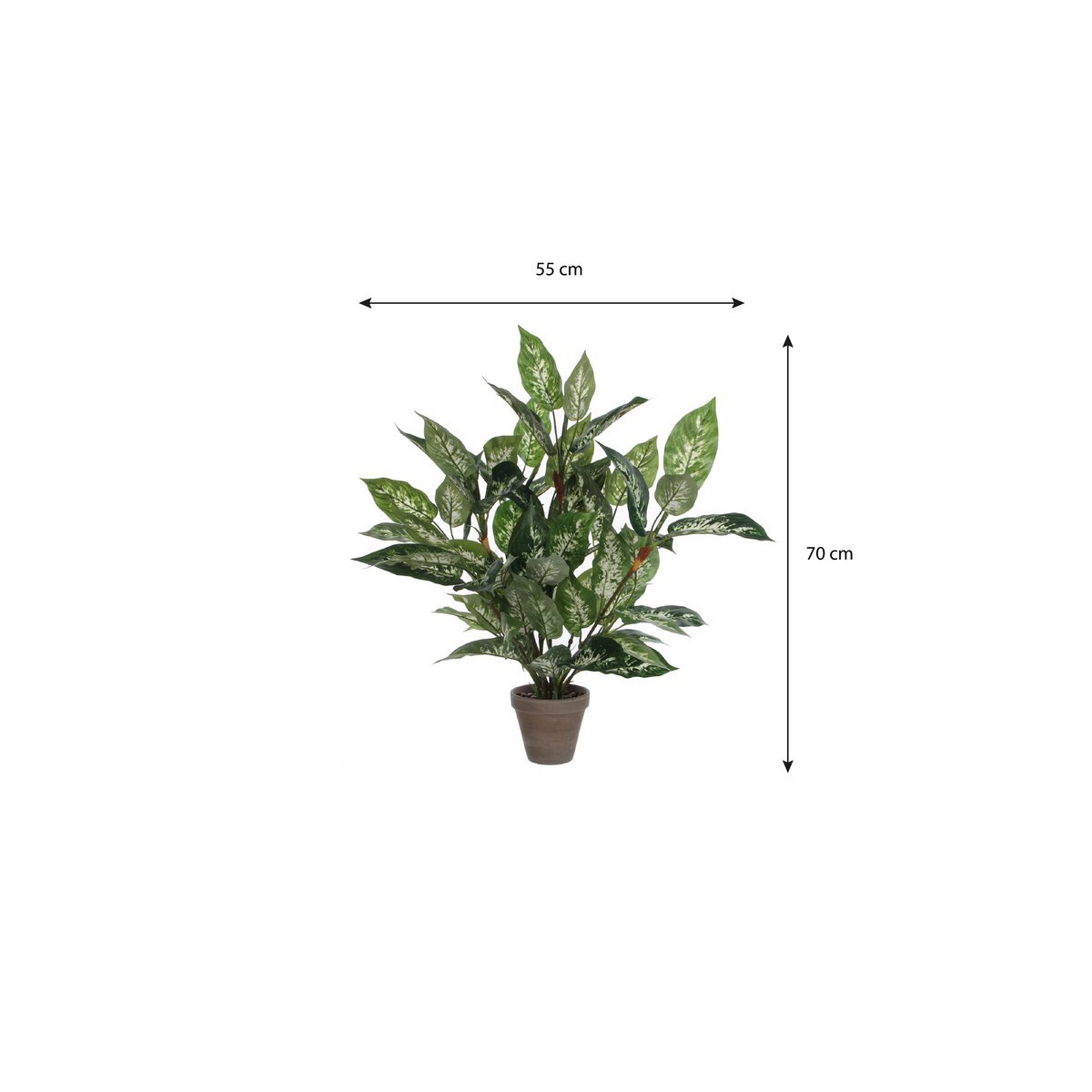 Dieffenbachia Kunstplant in Bloempot Stan - H70 x Ø55 cm - Groen - Afbeelding 7