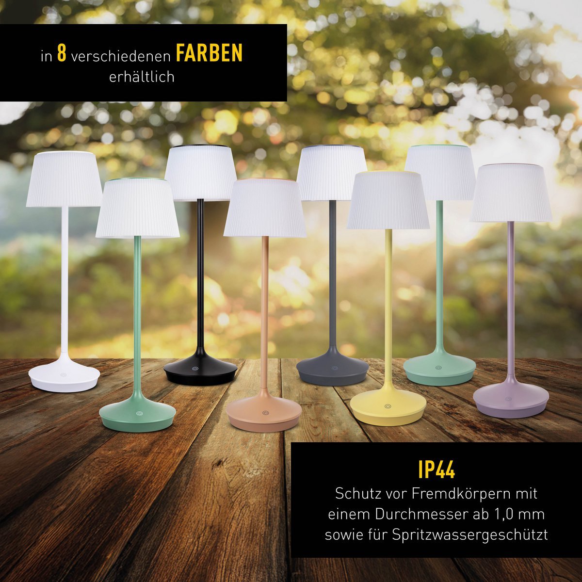 LED -licht "Emmi" voor buiten en binnen, tafellamp gemaakt van metaal en plastic, met stevig gebouwd -in LED's, LED -tafellamp voor balkon, terras, tuin, woonkamer, wintertuin, ca. - Afbeelding 12