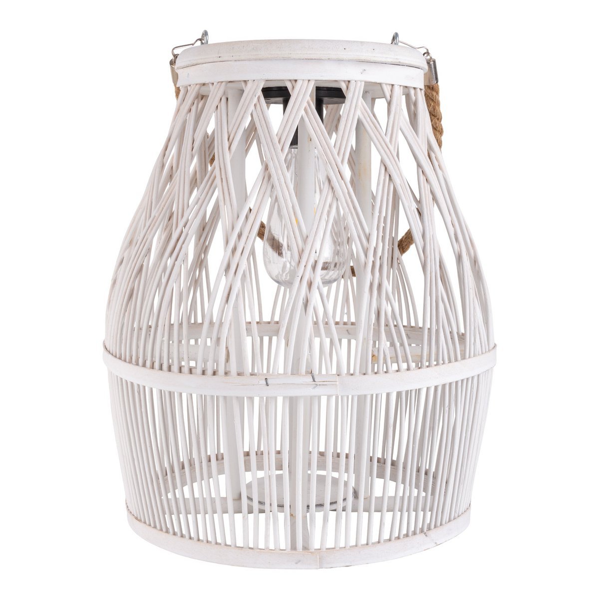 Led Solar Decolor "Korbinian" voor de tuin en het terras gemaakt van hout en rattan in de natuur, zonnelamp 34 cm hoog - Afbeelding 4