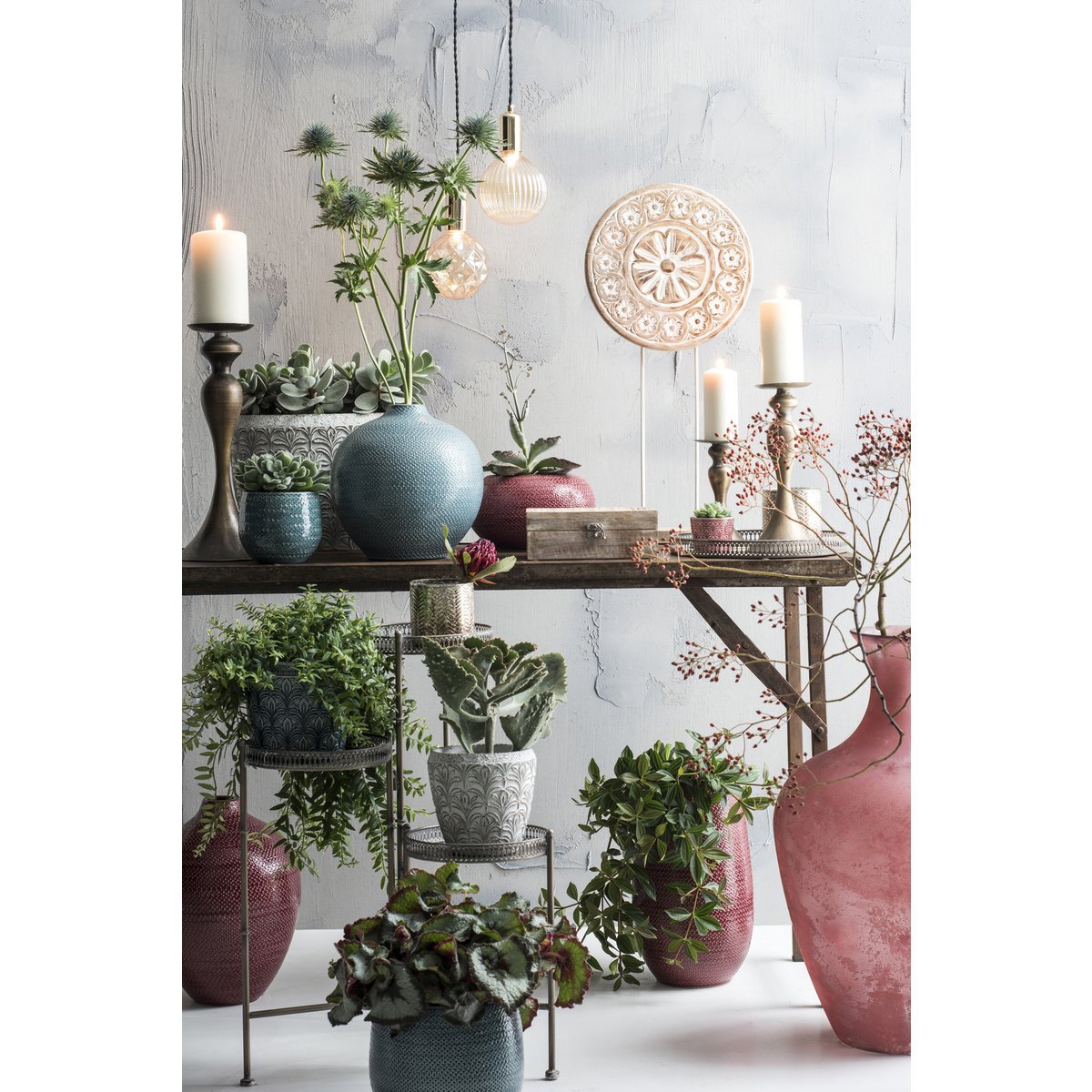 Begonia Kunstplant in Bloempot Stan - H40 x Ø38 cm - Rood - Afbeelding 6