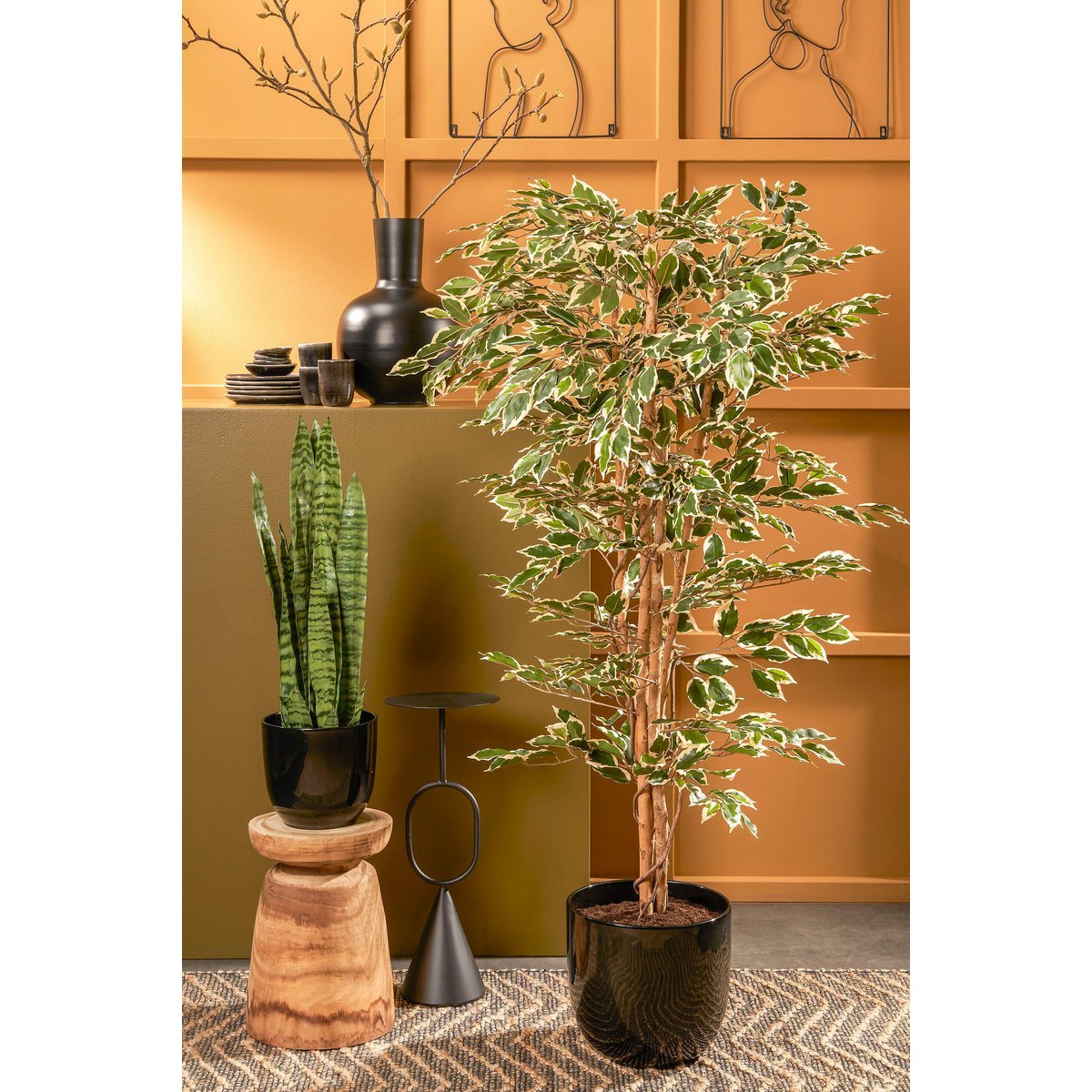 Ficus Kunstplant - H180 x Ø90 cm - Groen Bont - Afbeelding 6