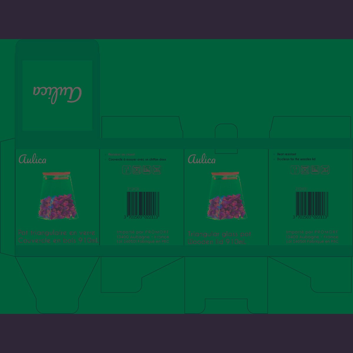 POT DRIEHOEK AVEC COUVERCLE EN BOIS 910ML - Afbeelding 3