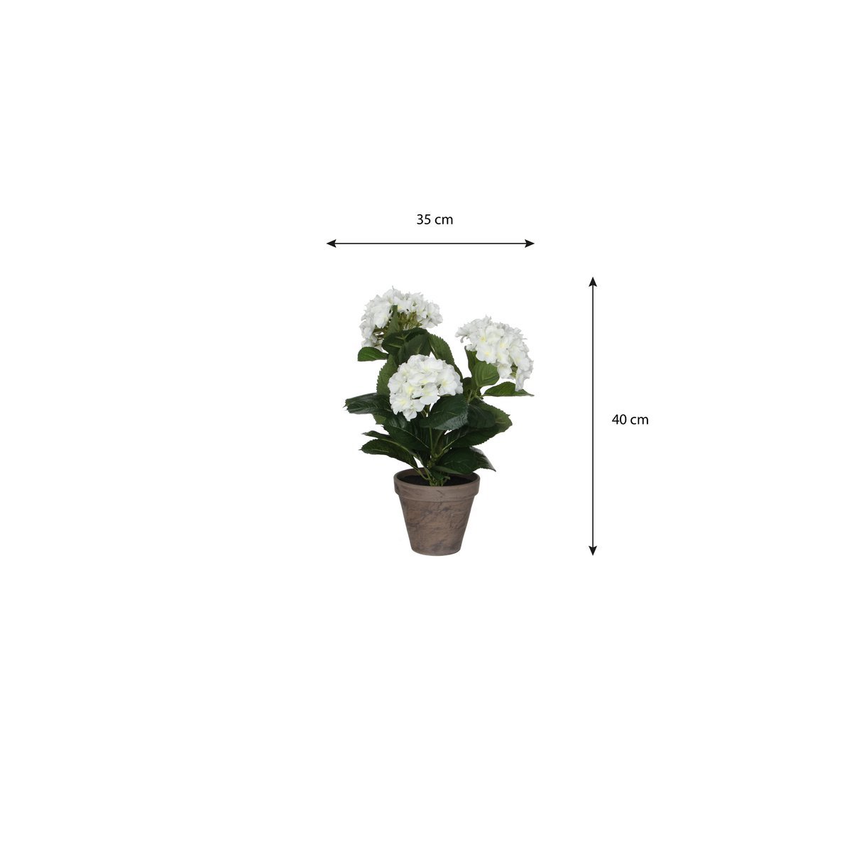 Hortensia Kunstplant in Bloempot Stan - H40 x Ø35 cm - Wit - Afbeelding 4