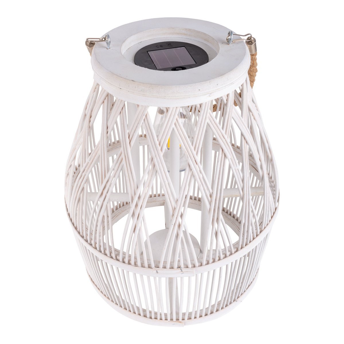 Led Solar Decolor "Korbinian" voor de tuin en het terras gemaakt van hout en rattan in de natuur, zonnelamp 34 cm hoog - Afbeelding 8