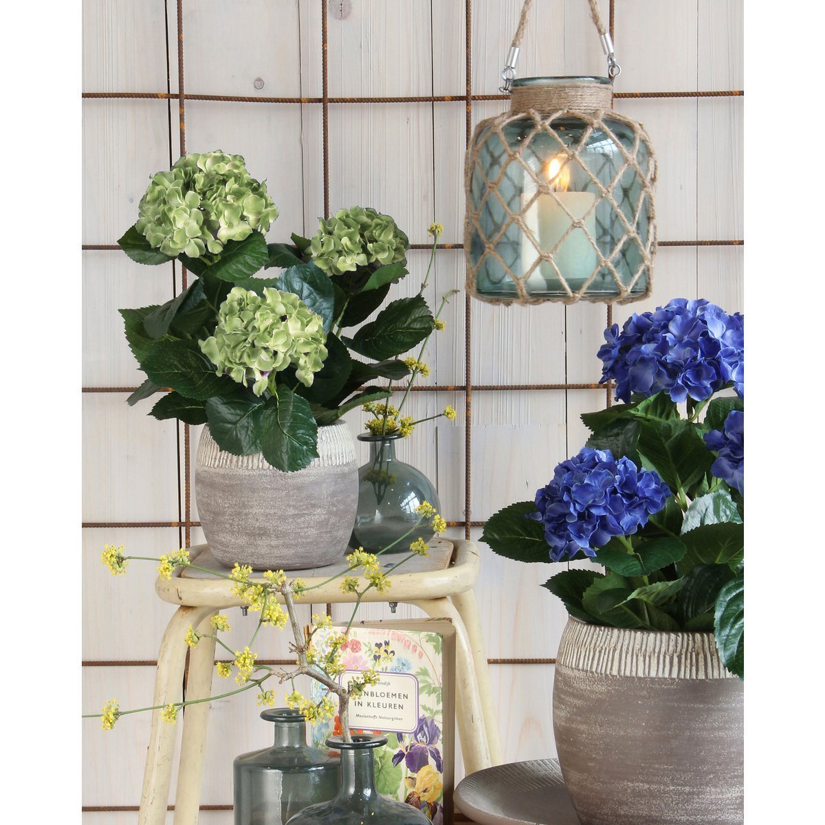 Hortensia Kunstplant in Bloempot Stan - H45 x Ø45 cm - Groen - Afbeelding 7