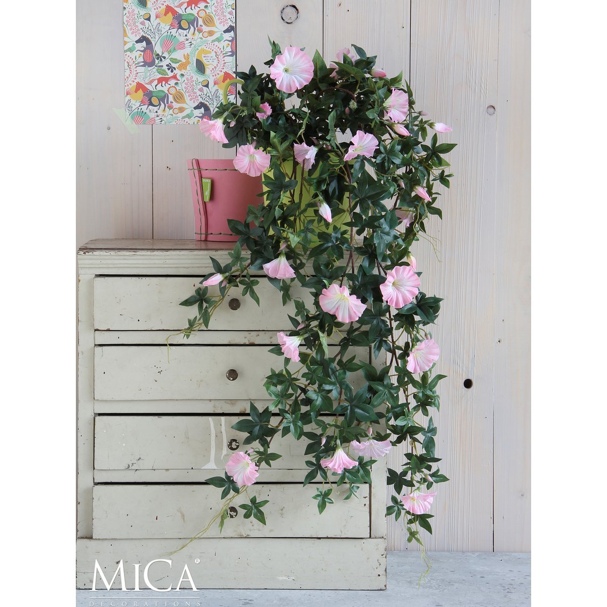 Petunia Kunst Hangplant - L15 x B20 x H80 cm - Roze - Afbeelding 6