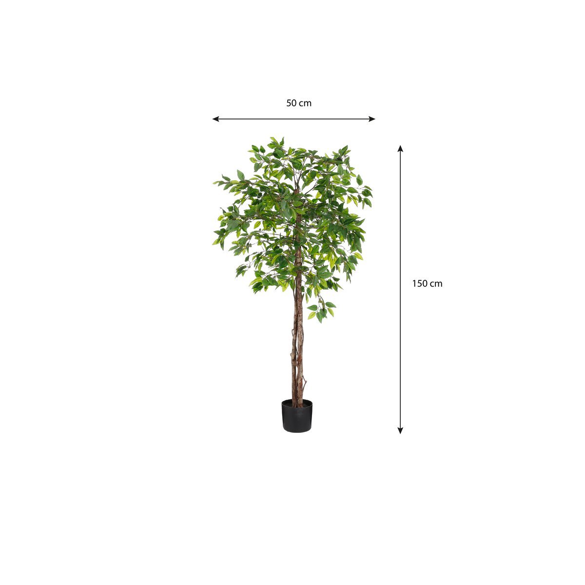 Ficus Kunstplant in Bloempot - H150 x Ø50 cm - Groen - Afbeelding 4