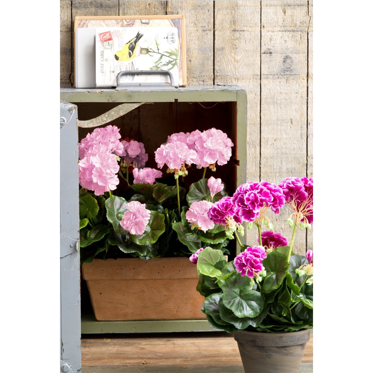 Geranium Kunstplant in Balkonbak - L29 x B13 x H40 cm - Roze - Afbeelding 5
