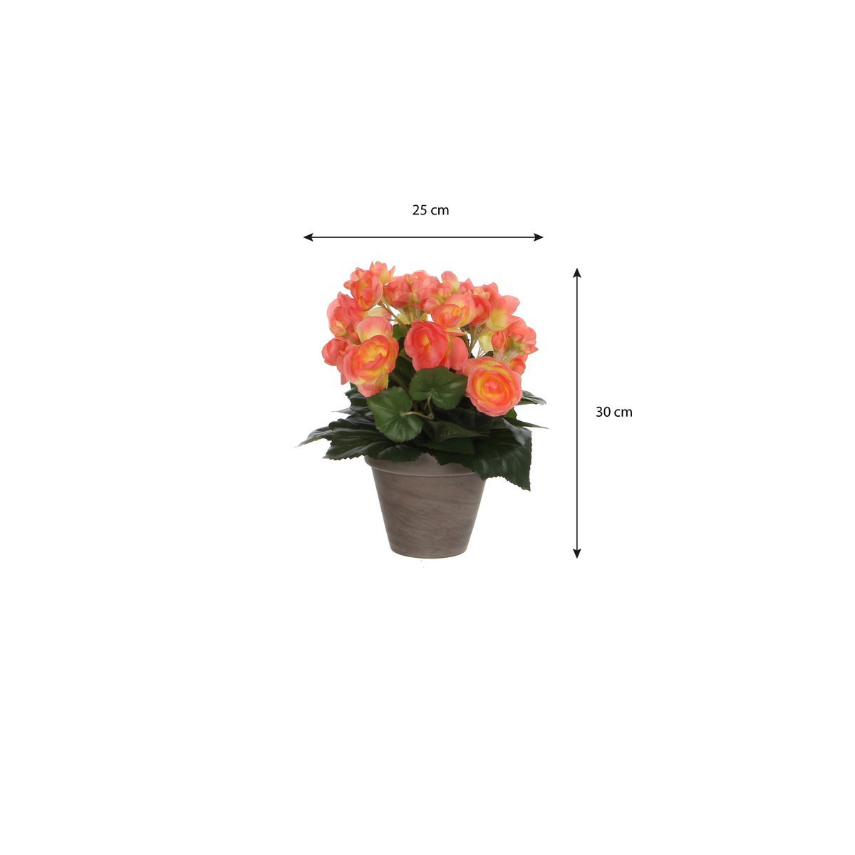 Begonia Kunstplant in Bloempot Stan - H30 x Ø25 cm - Zalmroze - Afbeelding 4
