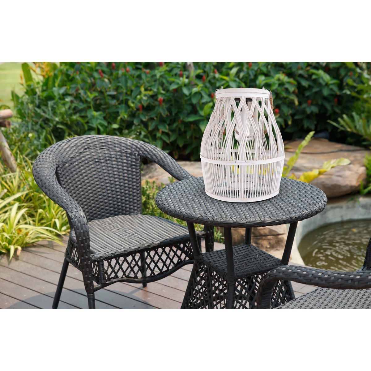 Led Solar Decolor "Korbinian" voor de tuin en het terras gemaakt van hout en rattan in de natuur, zonnelamp 34 cm hoog - Afbeelding 16