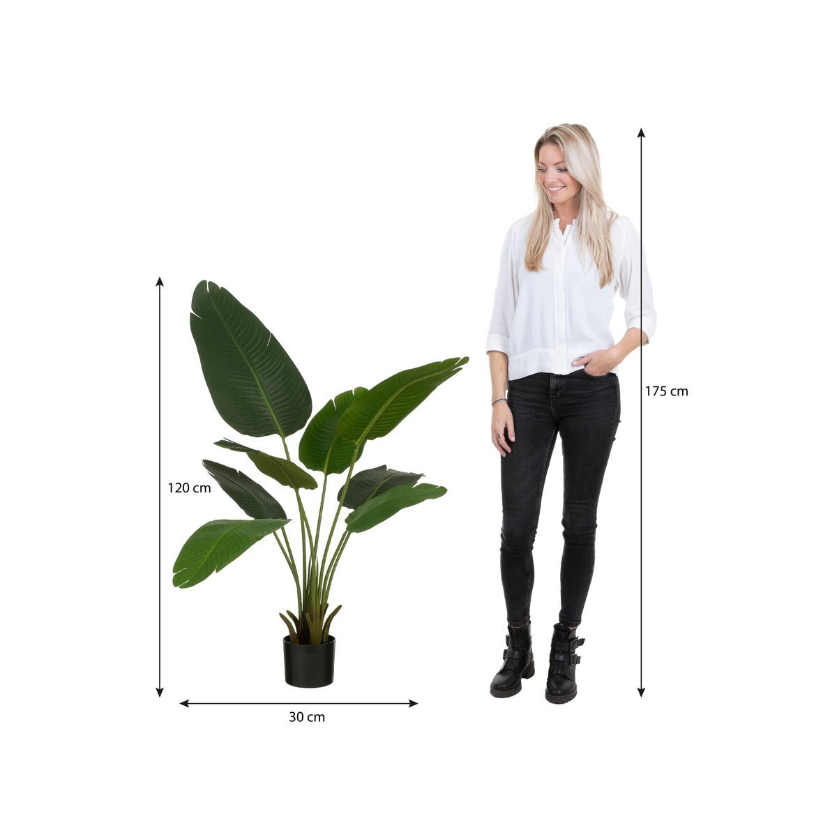 Kunstplant Bananenboom - H120 x Ø30 - Groen - Afbeelding 6