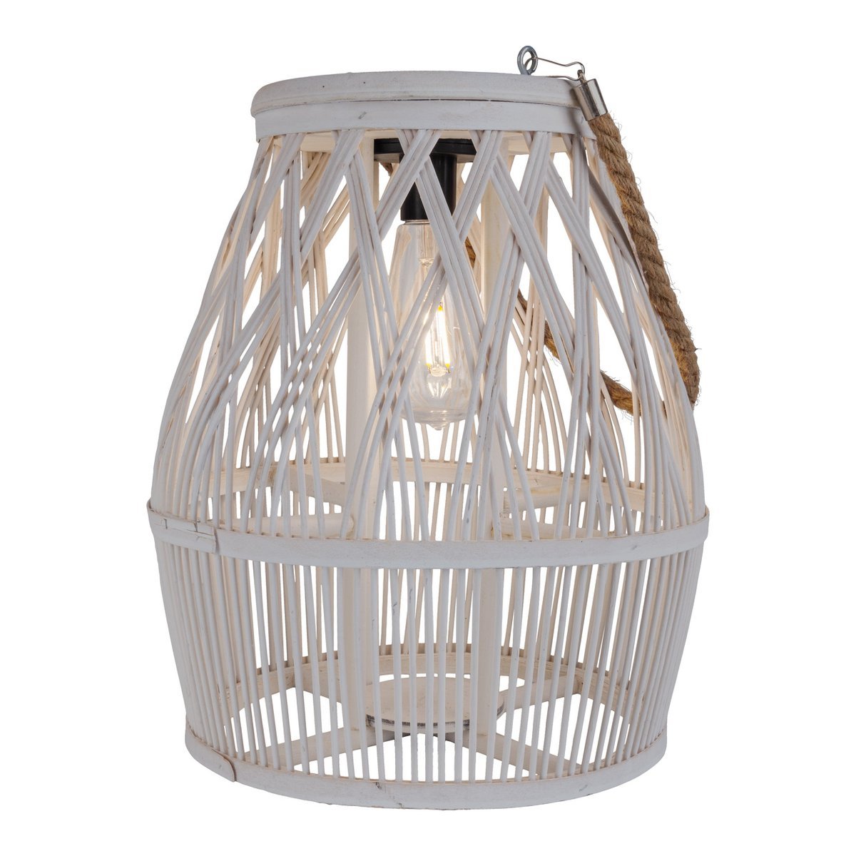 Led Solar Decolor "Korbinian" voor de tuin en het terras gemaakt van hout en rattan in de natuur, zonnelamp 34 cm hoog - Afbeelding 3