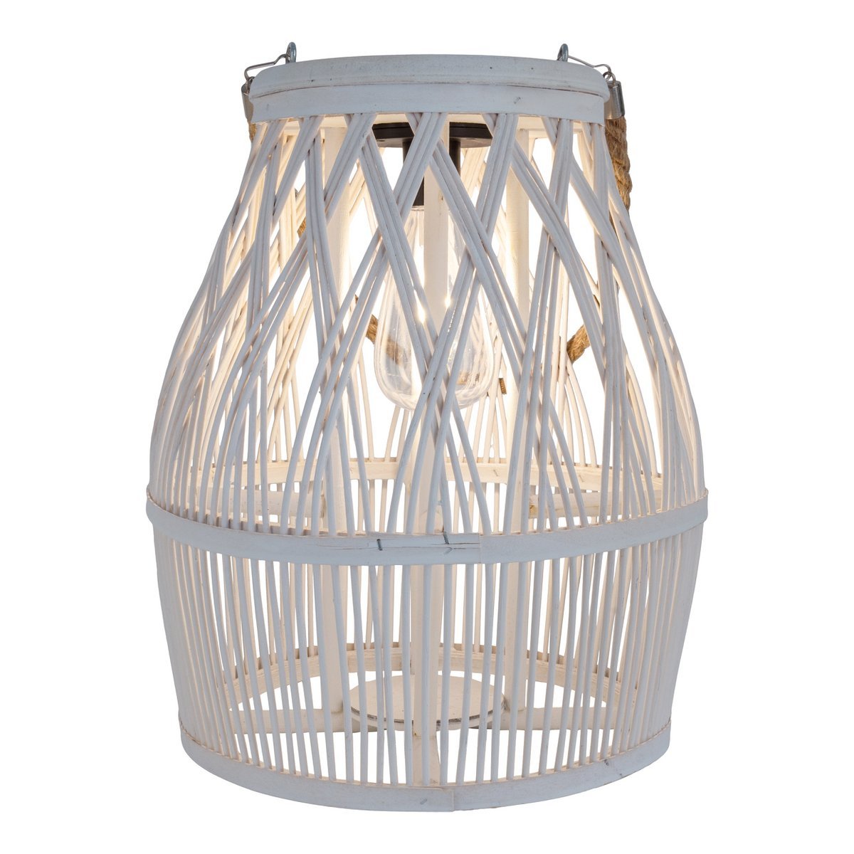 Led Solar Decolor "Korbinian" voor de tuin en het terras gemaakt van hout en rattan in de natuur, zonnelamp 34 cm hoog - Afbeelding 5