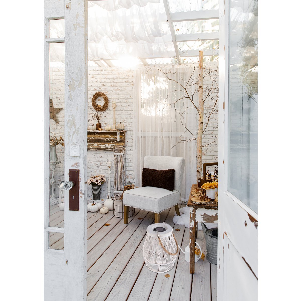 Led Solar Decolor "Korbinian" voor de tuin en het terras gemaakt van hout en rattan in de natuur, zonnelamp 34 cm hoog - Afbeelding 14